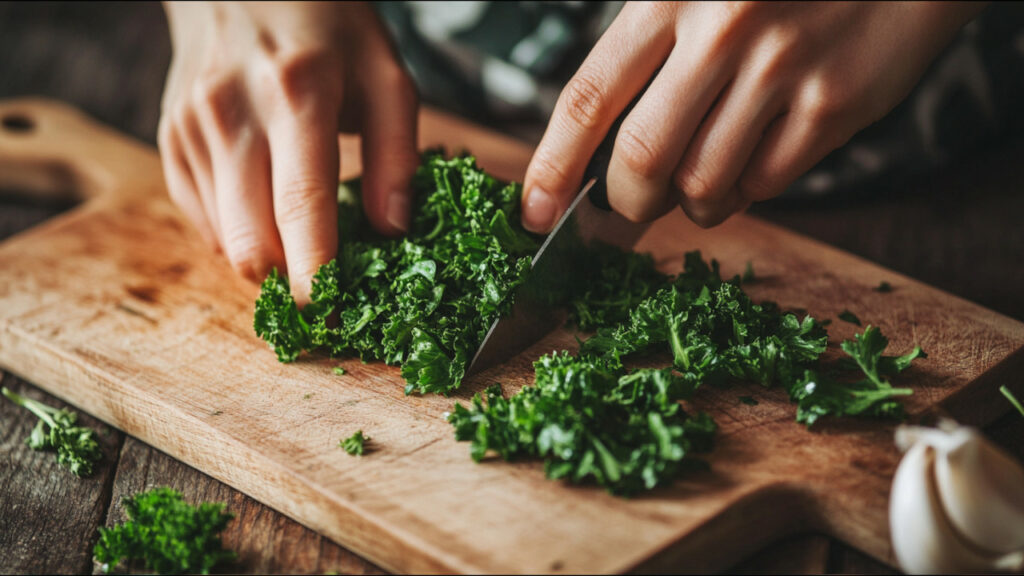 chopping parsley to go into butter